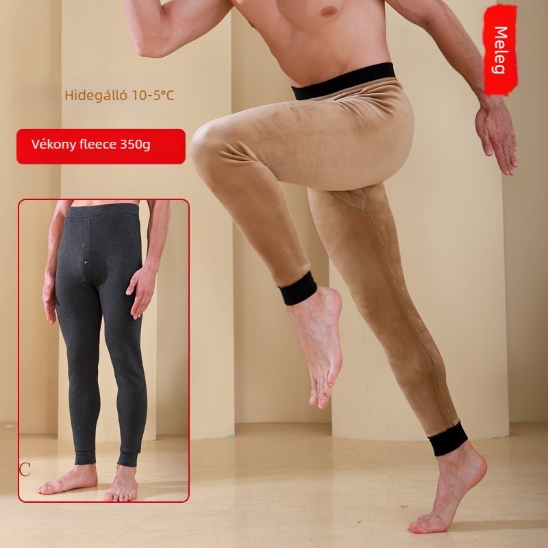 Férfi téli termo nadrág fleece béléssel, magas derekú, dupla réteg, poliészter anyag