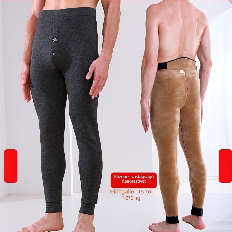 Férfi téli termo nadrág fleece béléssel, magas derekú, dupla réteg, poliészter anyag