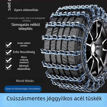 Acélból készült csúszásmentes hólánc – univerzális használat autókhoz, pickupokhoz, SUV-khoz, furgonokhoz és terepjárókhoz