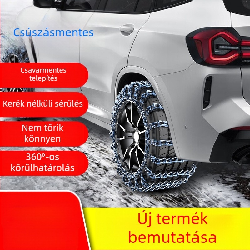 Acélból készült csúszásmentes hólánc – univerzális használat autókhoz, pickupokhoz, SUV-khoz, furgonokhoz és terepjárókhoz