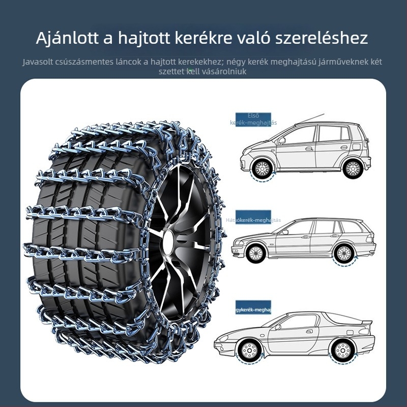 Acélból készült csúszásmentes hólánc – univerzális használat autókhoz, pickupokhoz, SUV-khoz, furgonokhoz és terepjárókhoz