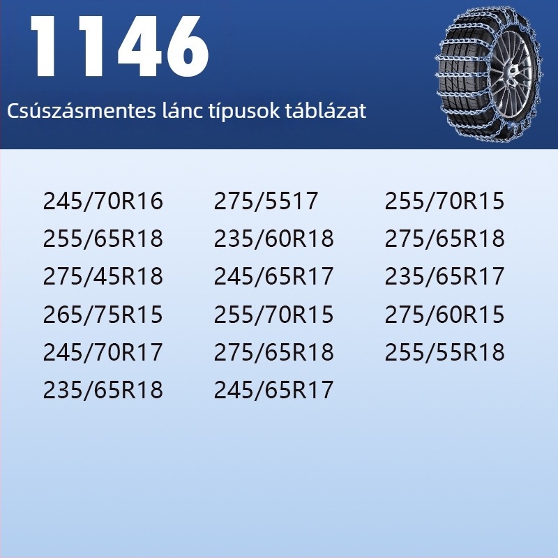Acélból készült csúszásmentes hólánc – univerzális használat autókhoz, pickupokhoz, SUV-khoz, furgonokhoz és terepjárókhoz