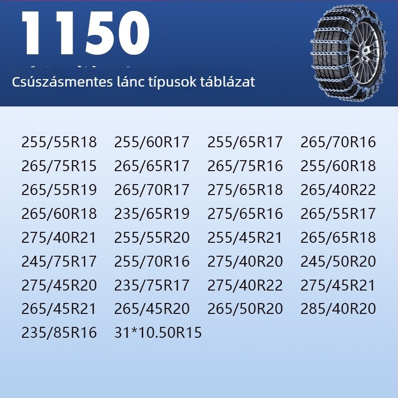 Acélból készült csúszásmentes hólánc – univerzális használat autókhoz, pickupokhoz, SUV-khoz, furgonokhoz és terepjárókhoz