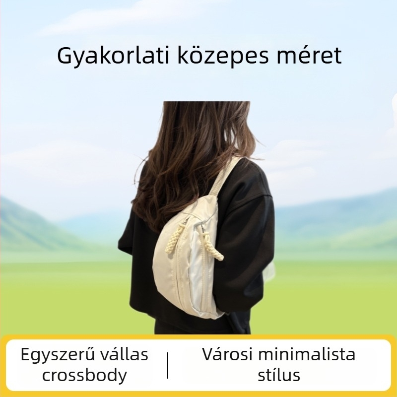 Crossbody Dumpling táska, városi egyszerű stílus, Oxford anyag, cipzár, Tavasz 2025