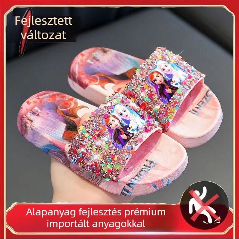 Lányoknak hercegnő stílusú flip-flop papucs EVA felsőréteggel és EVA talppal, csúszásmentes