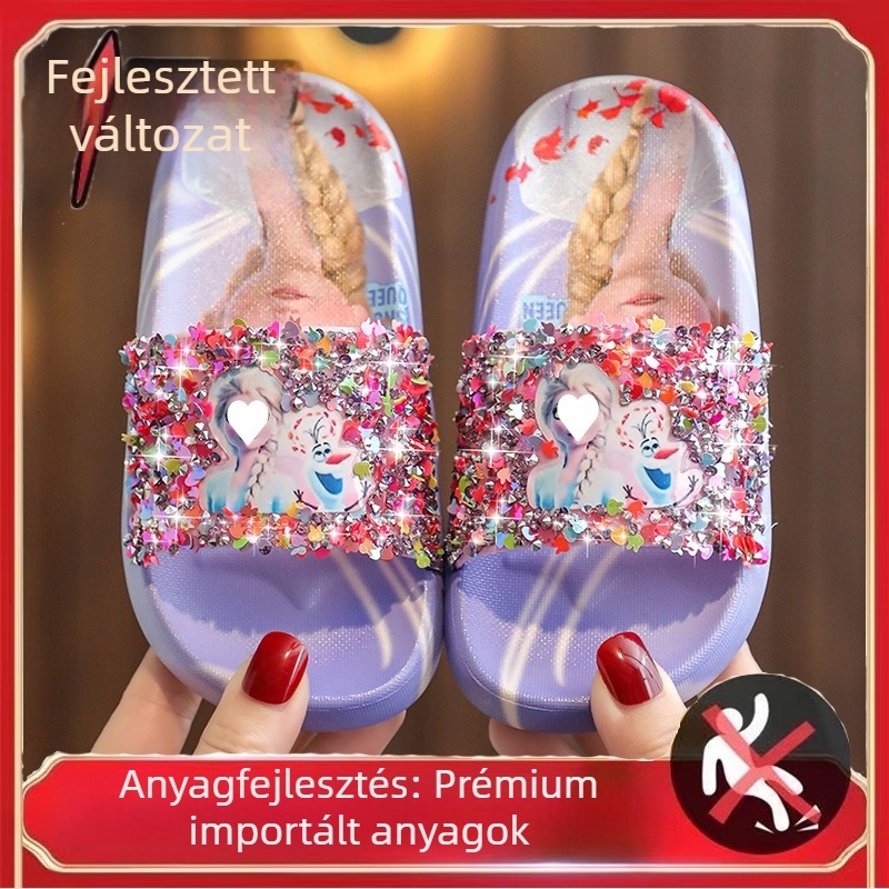 Lányoknak hercegnő stílusú flip-flop papucs EVA felsőréteggel és EVA talppal, csúszásmentes