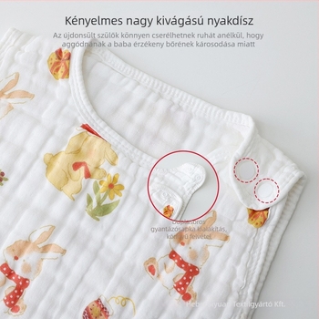 Csecsemő nyári hálózsák, 100% pamut, ujjak nélküli, 200 g töltetű pamut, karikatúra dizájn