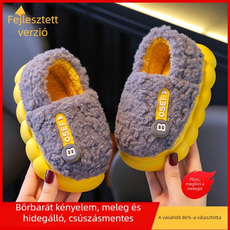 Gyerekeknek készült beltéri pamut papucs, puha talppal és csúszásmentes talppal, hercegnő mintával