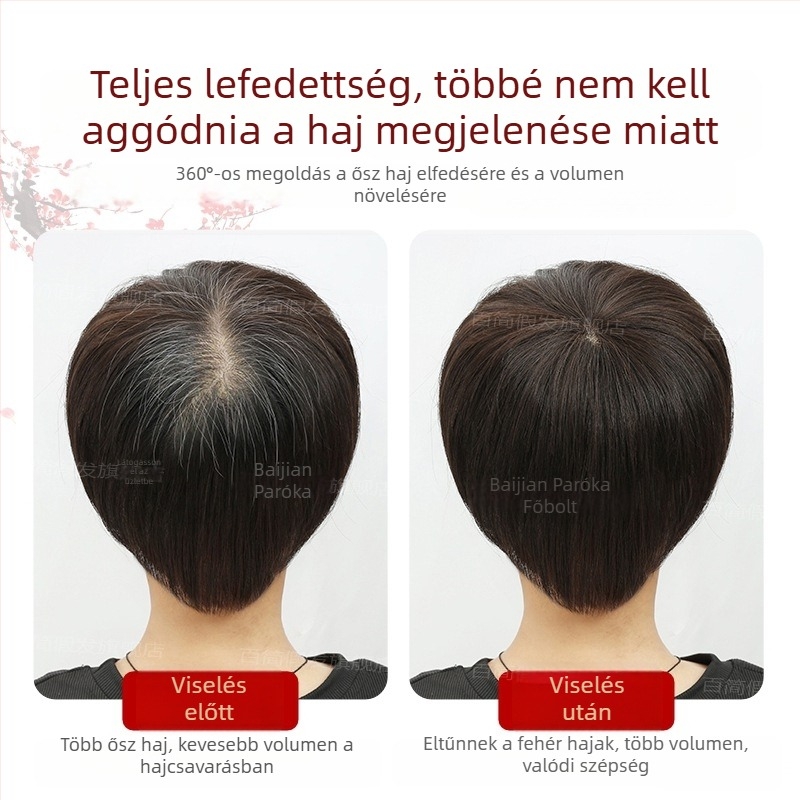 Női paróka frufruval, könnyű, valódi haj, egyenes, festhető