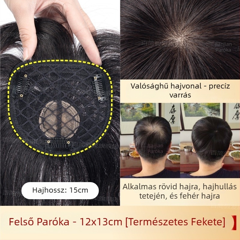 Női paróka frufruval, könnyű, valódi haj, egyenes, festhető