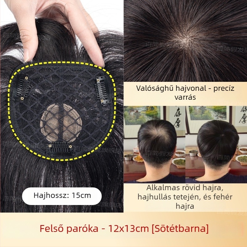 Női paróka frufruval, könnyű, valódi haj, egyenes, festhető