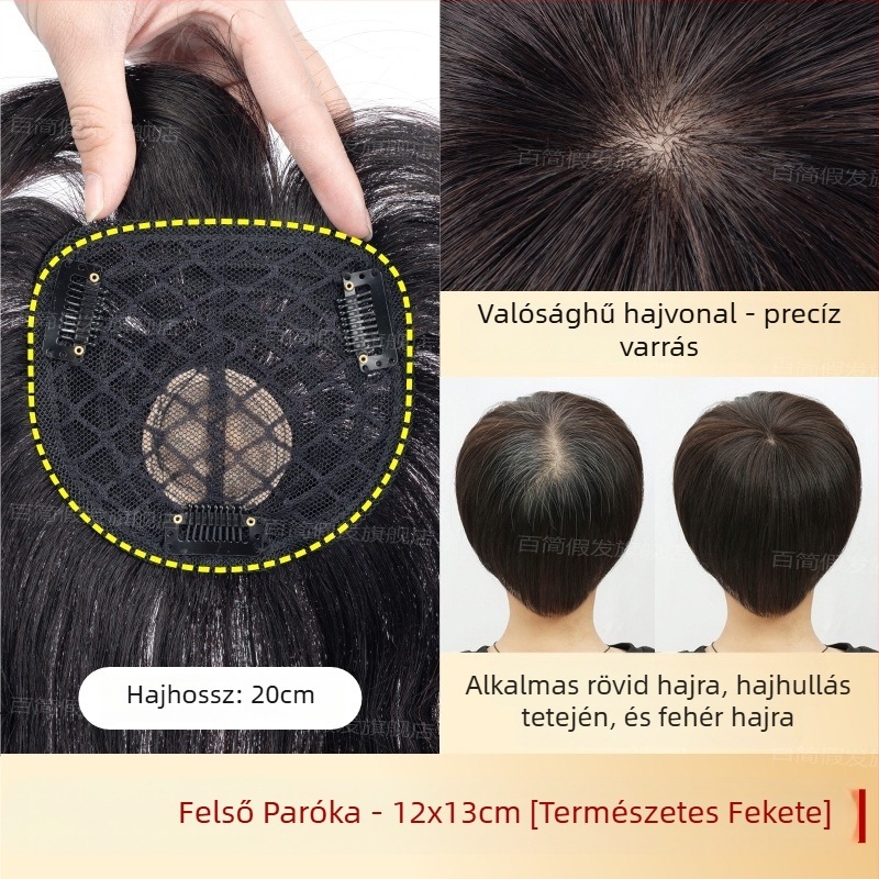 Női paróka frufruval, könnyű, valódi haj, egyenes, festhető