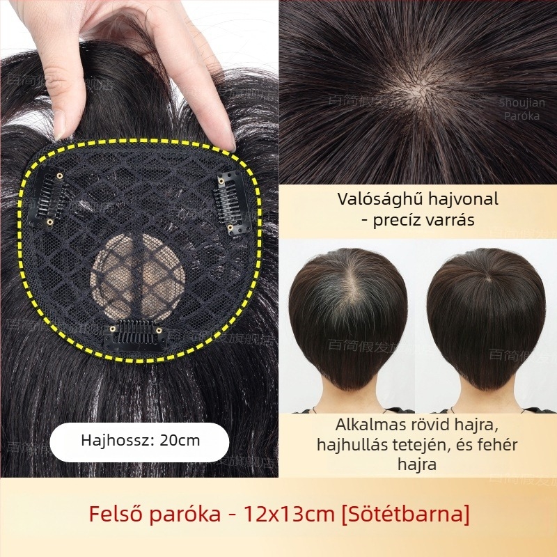 Női paróka frufruval, könnyű, valódi haj, egyenes, festhető