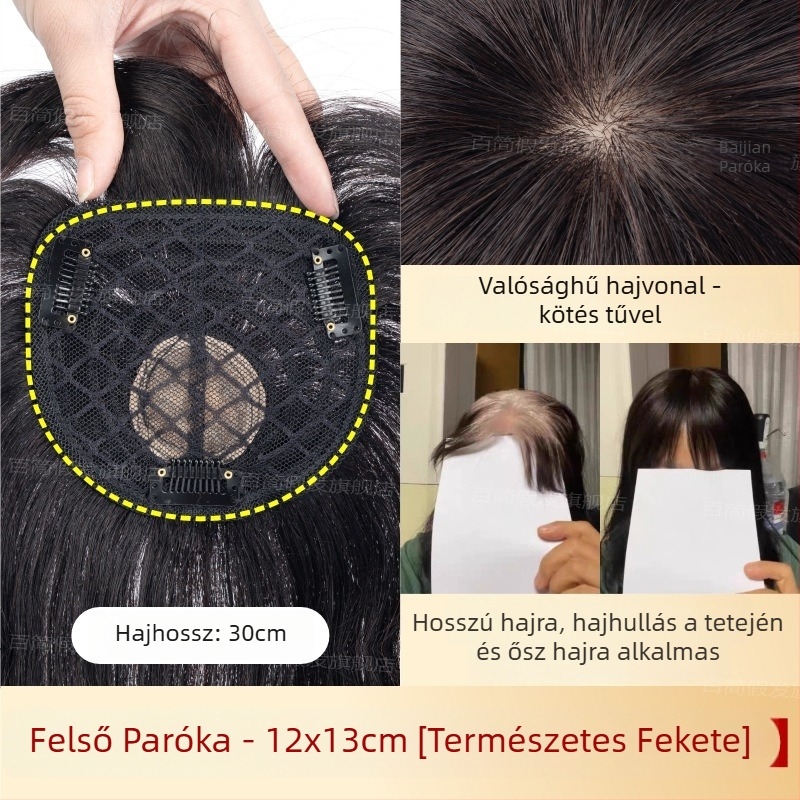 Női paróka frufruval, könnyű, valódi haj, egyenes, festhető