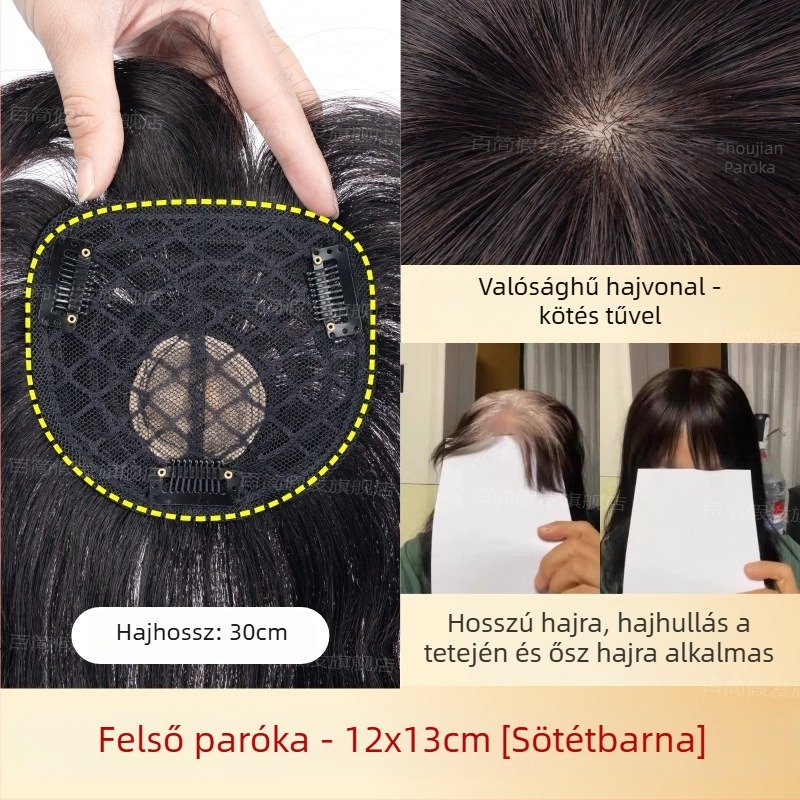 Női paróka frufruval, könnyű, valódi haj, egyenes, festhető