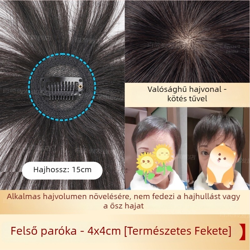 Női paróka frufruval, könnyű, valódi haj, egyenes, festhető