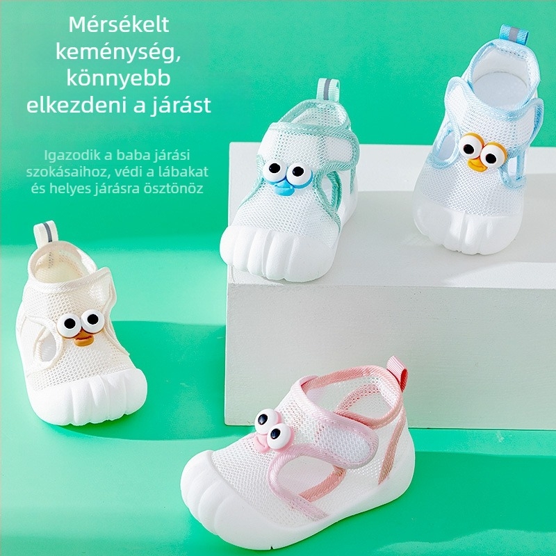 25 nyári új gyerek sandál, puha talppal, csúszásmentes, lélegző hálós felsővel
