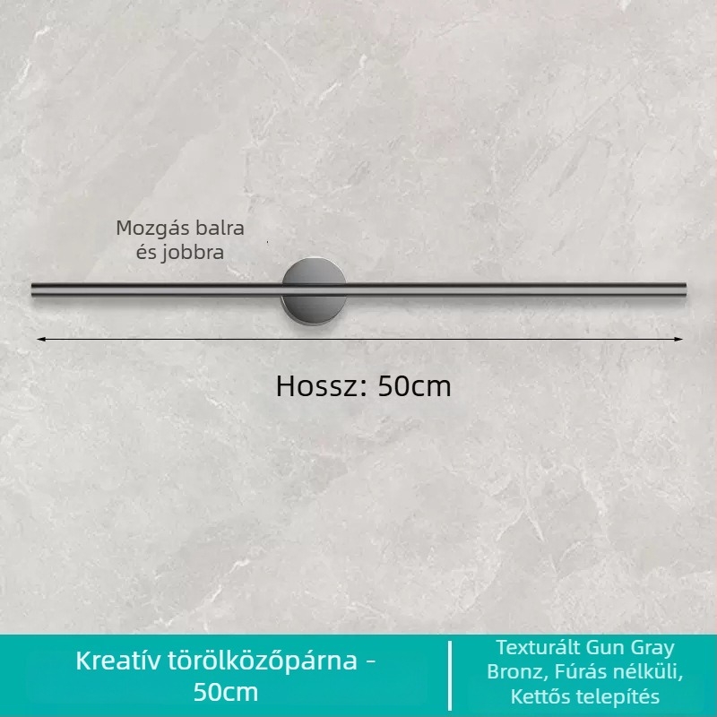 Falra szerelhető törölközőtartó, egypólusú, Space alumínium, spray-plasztik bevonat, teherbírás 10 kg, 1 szint
