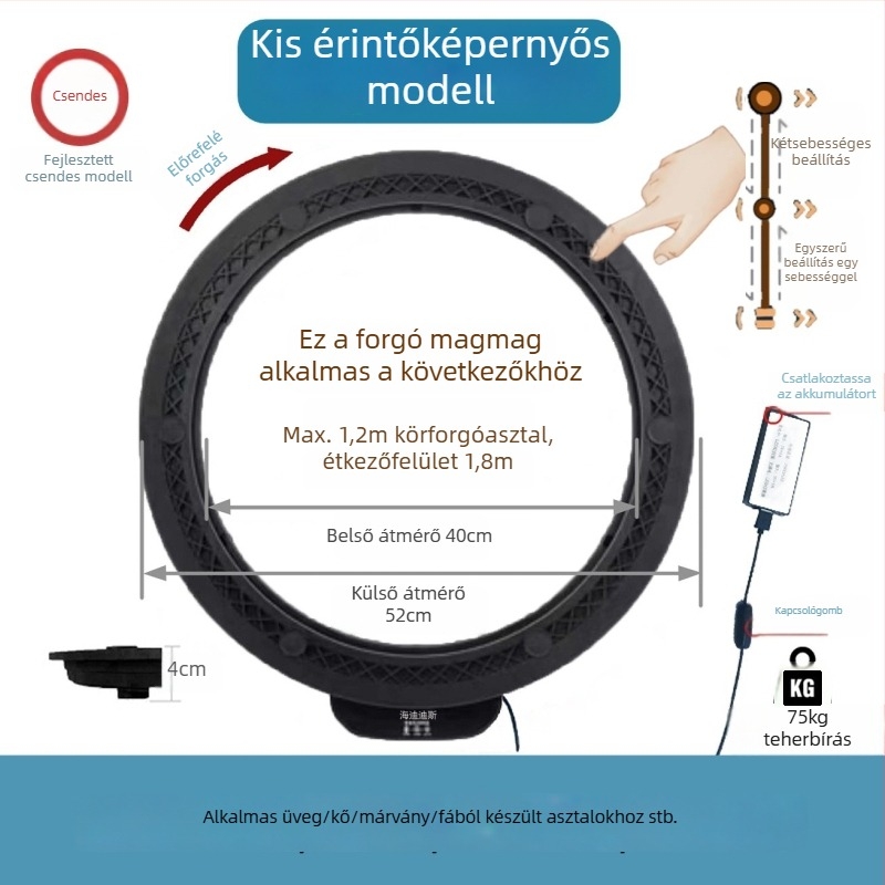 Elektromos forgóasztal étkezőasztalhoz — anyag műanyag; márka Jinpaili hardware; olasz minimalist stílus; univerzális felhasználás