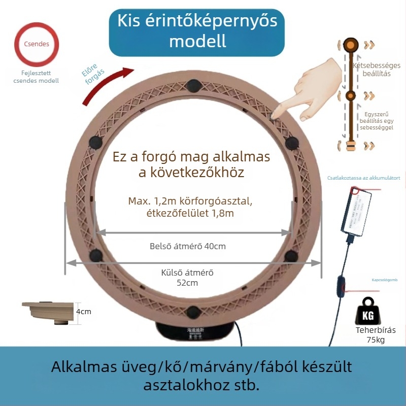 Elektromos forgóasztal étkezőasztalhoz — anyag műanyag; márka Jinpaili hardware; olasz minimalist stílus; univerzális felhasználás