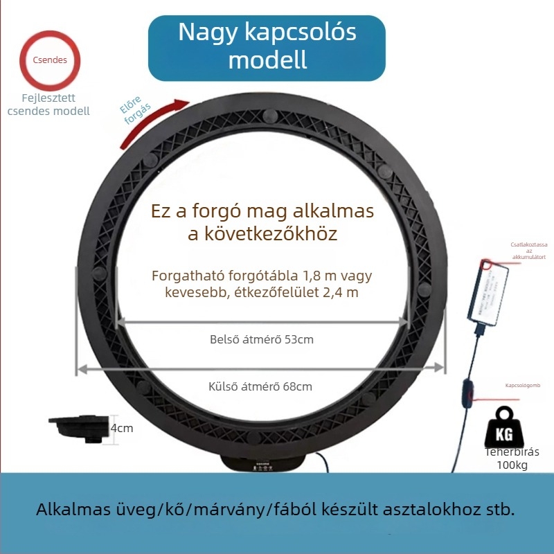 Elektromos forgóasztal étkezőasztalhoz — anyag műanyag; márka Jinpaili hardware; olasz minimalist stílus; univerzális felhasználás