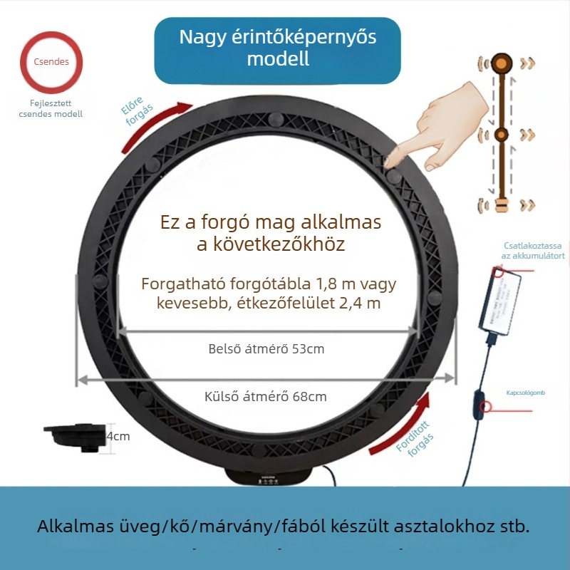 Elektromos forgóasztal étkezőasztalhoz — anyag műanyag; márka Jinpaili hardware; olasz minimalist stílus; univerzális felhasználás