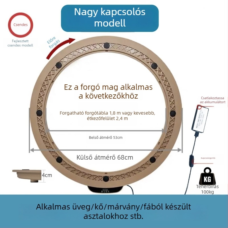 Elektromos forgóasztal étkezőasztalhoz — anyag műanyag; márka Jinpaili hardware; olasz minimalist stílus; univerzális felhasználás