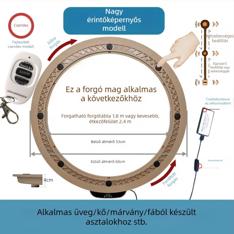 Elektromos forgóasztal étkezőasztalhoz — anyag műanyag; márka Jinpaili hardware; olasz minimalist stílus; univerzális felhasználás