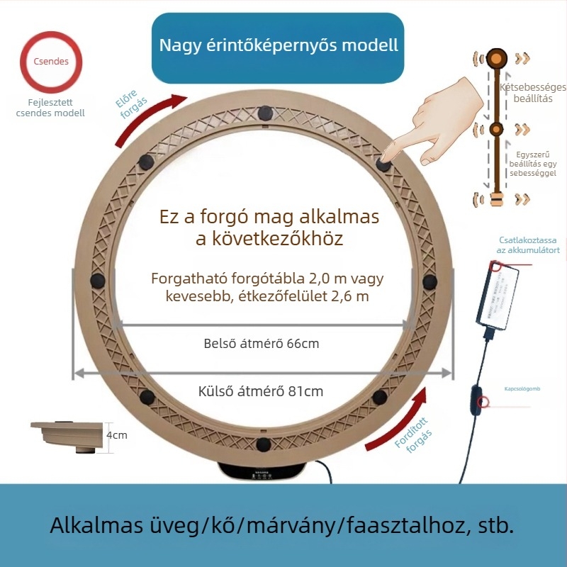 Elektromos forgóasztal étkezőasztalhoz — anyag műanyag; márka Jinpaili hardware; olasz minimalist stílus; univerzális felhasználás