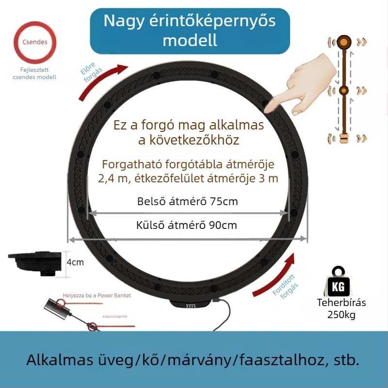 Elektromos forgóasztal étkezőasztalhoz — anyag műanyag; márka Jinpaili hardware; olasz minimalist stílus; univerzális felhasználás