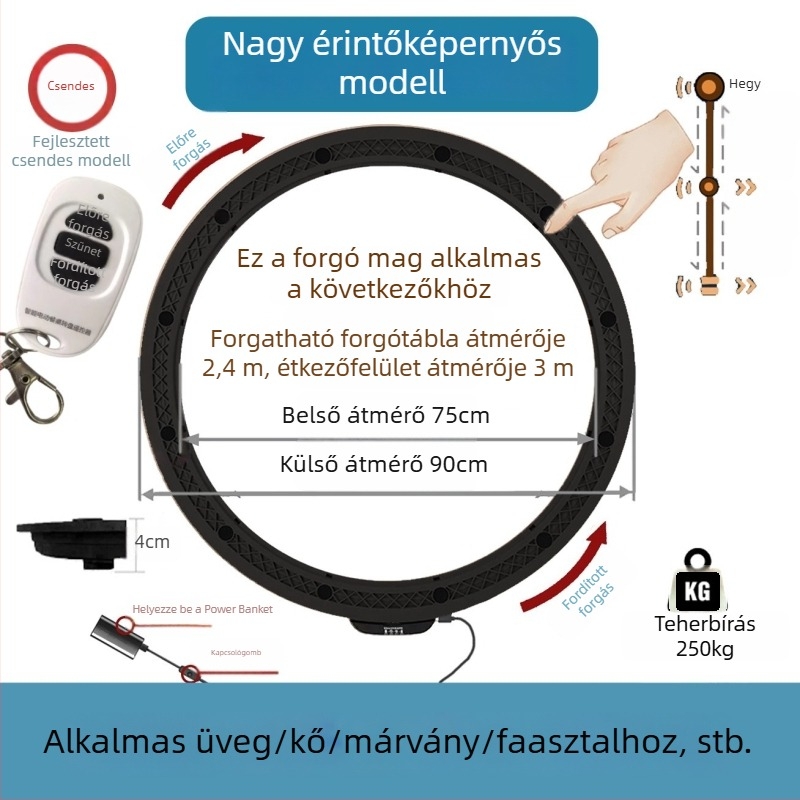 Elektromos forgóasztal étkezőasztalhoz — anyag műanyag; márka Jinpaili hardware; olasz minimalist stílus; univerzális felhasználás