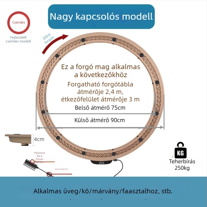 Elektromos forgóasztal étkezőasztalhoz — anyag műanyag; márka Jinpaili hardware; olasz minimalist stílus; univerzális felhasználás