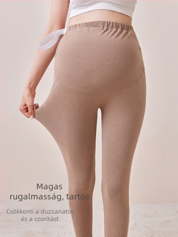 Kismama fleece béléssel melegítő nadrág, hosszú, közepes vastagságú, poliészter 80–90%, has támasz