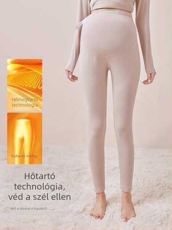 Kismama fleece béléssel melegítő nadrág, hosszú, közepes vastagságú, poliészter 80–90%, has támasz