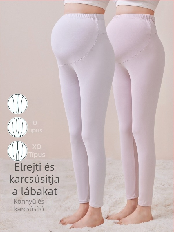 Kismama fleece béléssel melegítő nadrág, hosszú, közepes vastagságú, poliészter 80–90%, has támasz