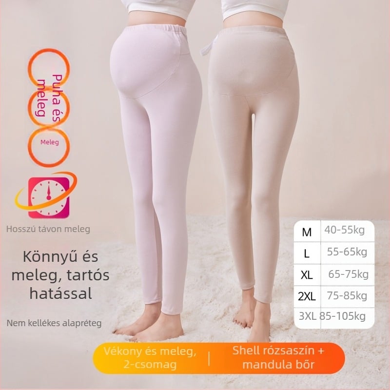 Kismama fleece béléssel melegítő nadrág, hosszú, közepes vastagságú, poliészter 80–90%, has támasz