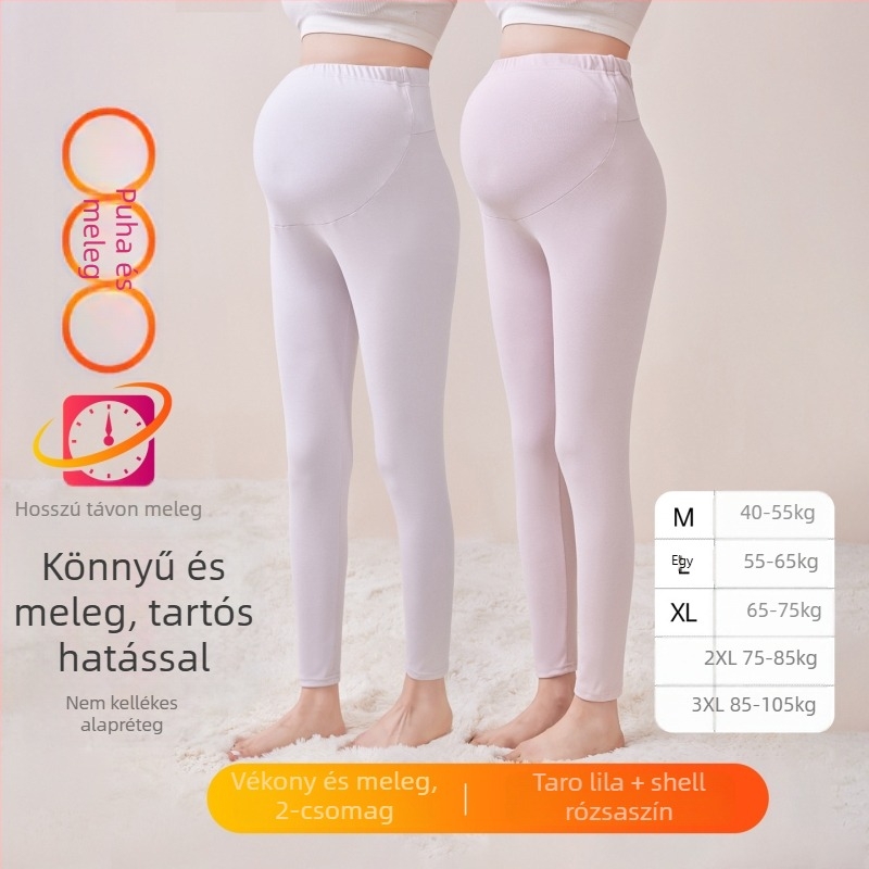 Kismama fleece béléssel melegítő nadrág, hosszú, közepes vastagságú, poliészter 80–90%, has támasz