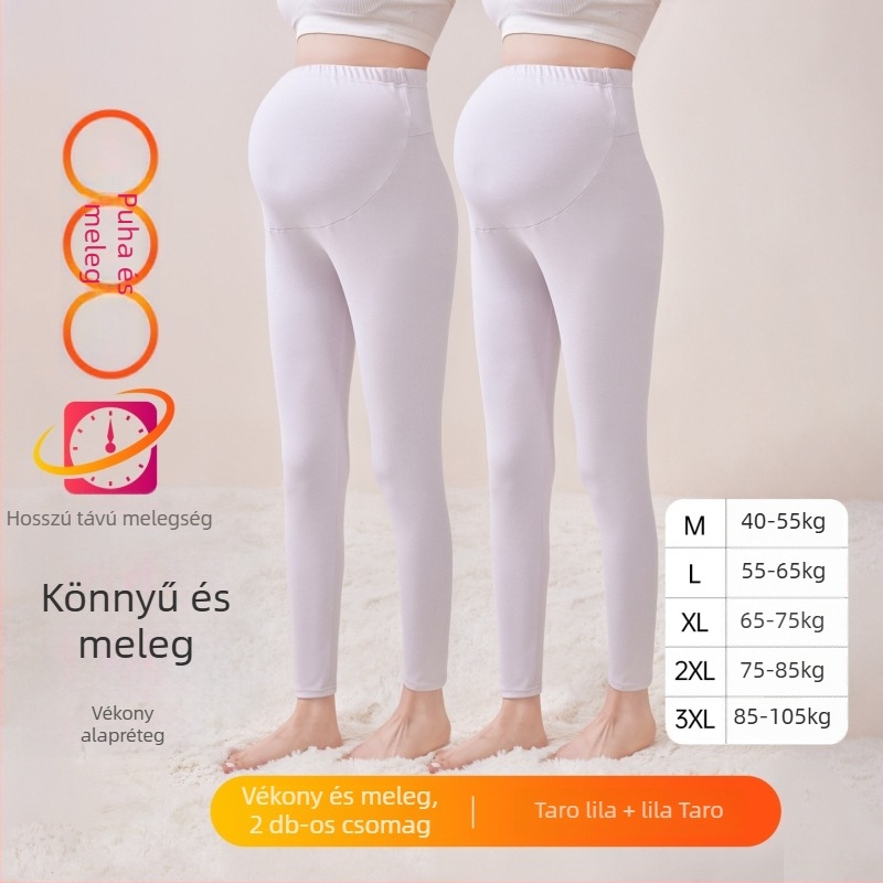 Kismama fleece béléssel melegítő nadrág, hosszú, közepes vastagságú, poliészter 80–90%, has támasz