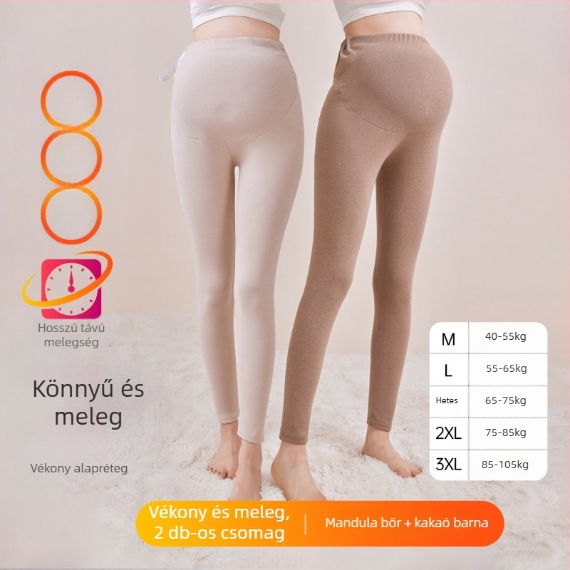 Kismama fleece béléssel melegítő nadrág, hosszú, közepes vastagságú, poliészter 80–90%, has támasz