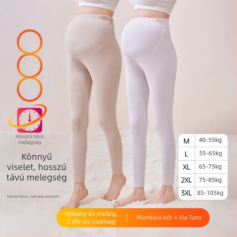 Kismama fleece béléssel melegítő nadrág, hosszú, közepes vastagságú, poliészter 80–90%, has támasz