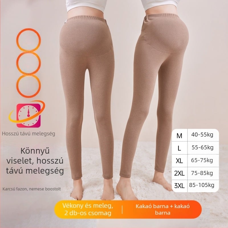 Kismama fleece béléssel melegítő nadrág, hosszú, közepes vastagságú, poliészter 80–90%, has támasz