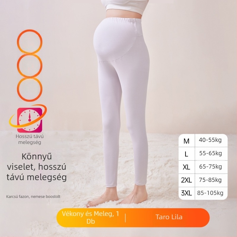 Kismama fleece béléssel melegítő nadrág, hosszú, közepes vastagságú, poliészter 80–90%, has támasz