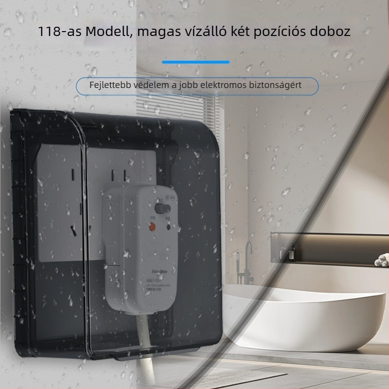 Ragasztós 118-as típusú megnagyobbított kettős aljzatú vízálló doboz a fürdőszobai intelligens WC-hez emelőfedéllel