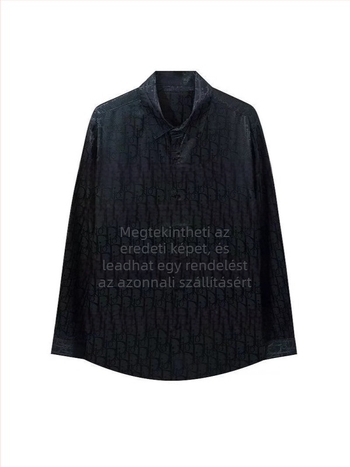 Hosszú ujjú ing teljes mintával és Velcro zárással, laza szabás, reveres Gallér, hímzett részletek