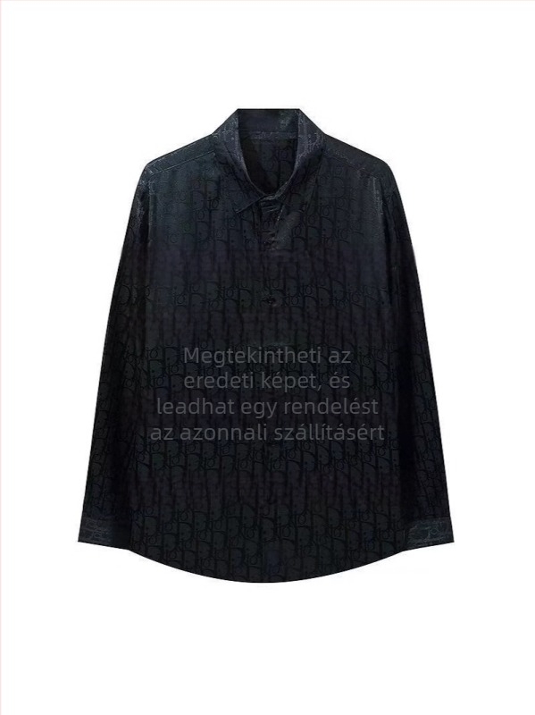 Hosszú ujjú ing teljes mintával és Velcro zárással, laza szabás, reveres Gallér, hímzett részletek