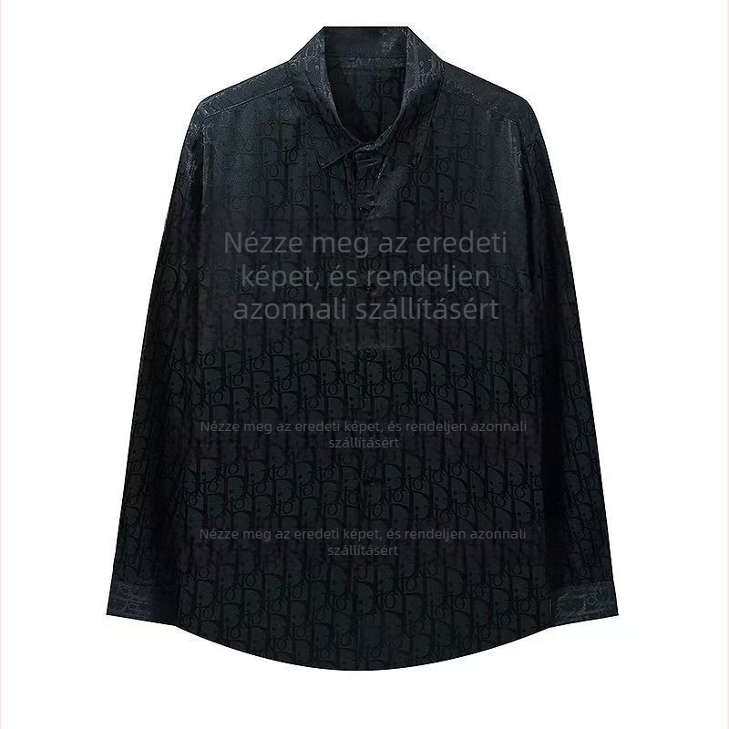 Hosszú ujjú ing teljes mintával és Velcro zárással, laza szabás, reveres Gallér, hímzett részletek