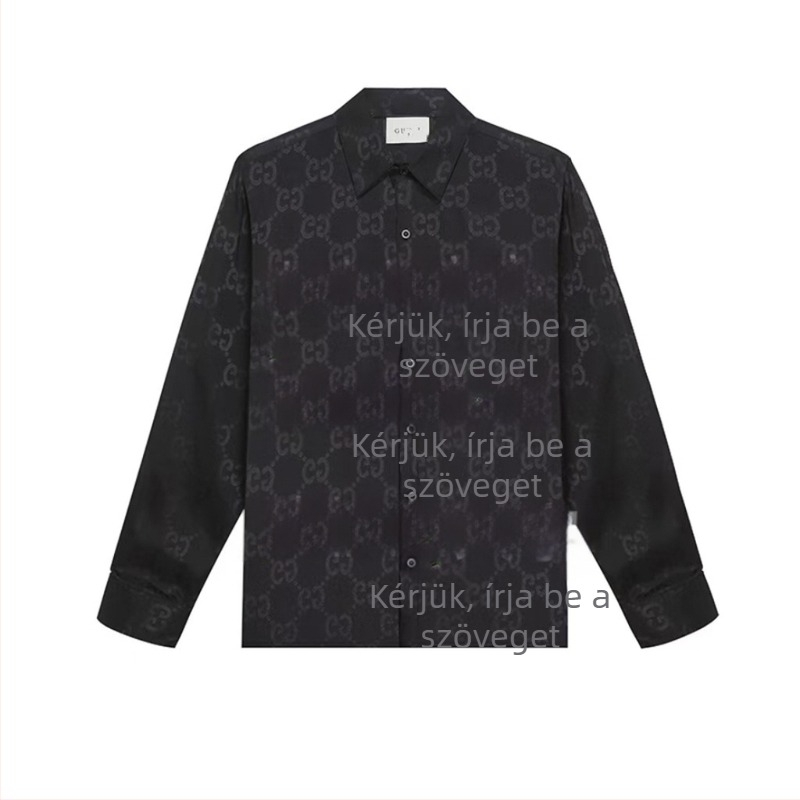 Hosszú ujjú ing teljes mintával és Velcro zárással, laza szabás, reveres Gallér, hímzett részletek