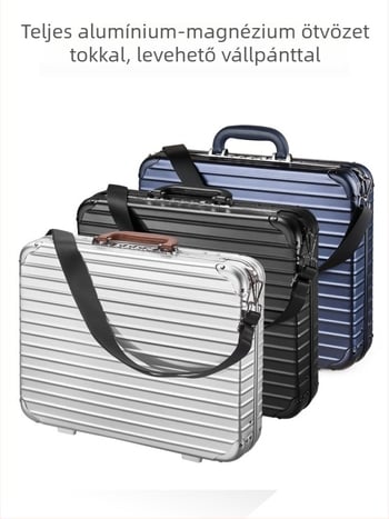 Üzleti aktataska – fém szerkezet, csíkos minta, poliészter bélés, vízálló, lopás elleni védelem (stílus: üzleti elit)