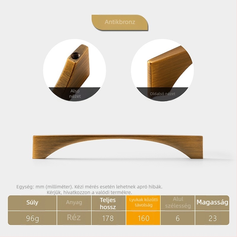 HG201 Zinkötvözet ajtó- és fiókfogantyú – modern, minimalist stílus, finom polírozás