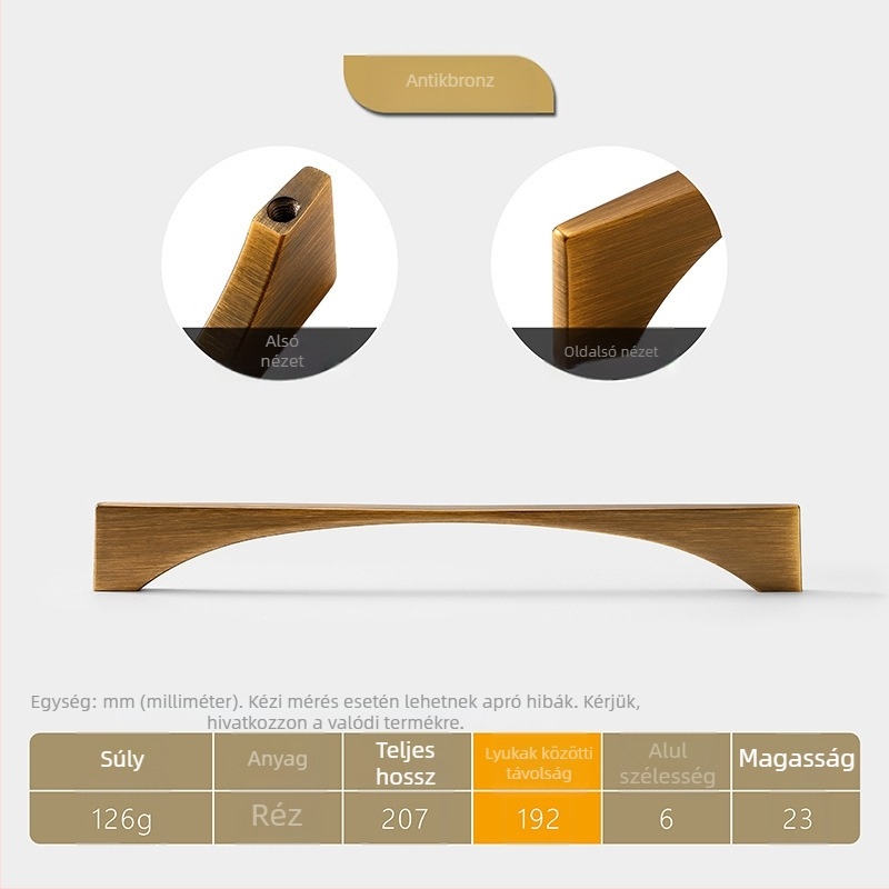 HG201 Zinkötvözet ajtó- és fiókfogantyú – modern, minimalist stílus, finom polírozás